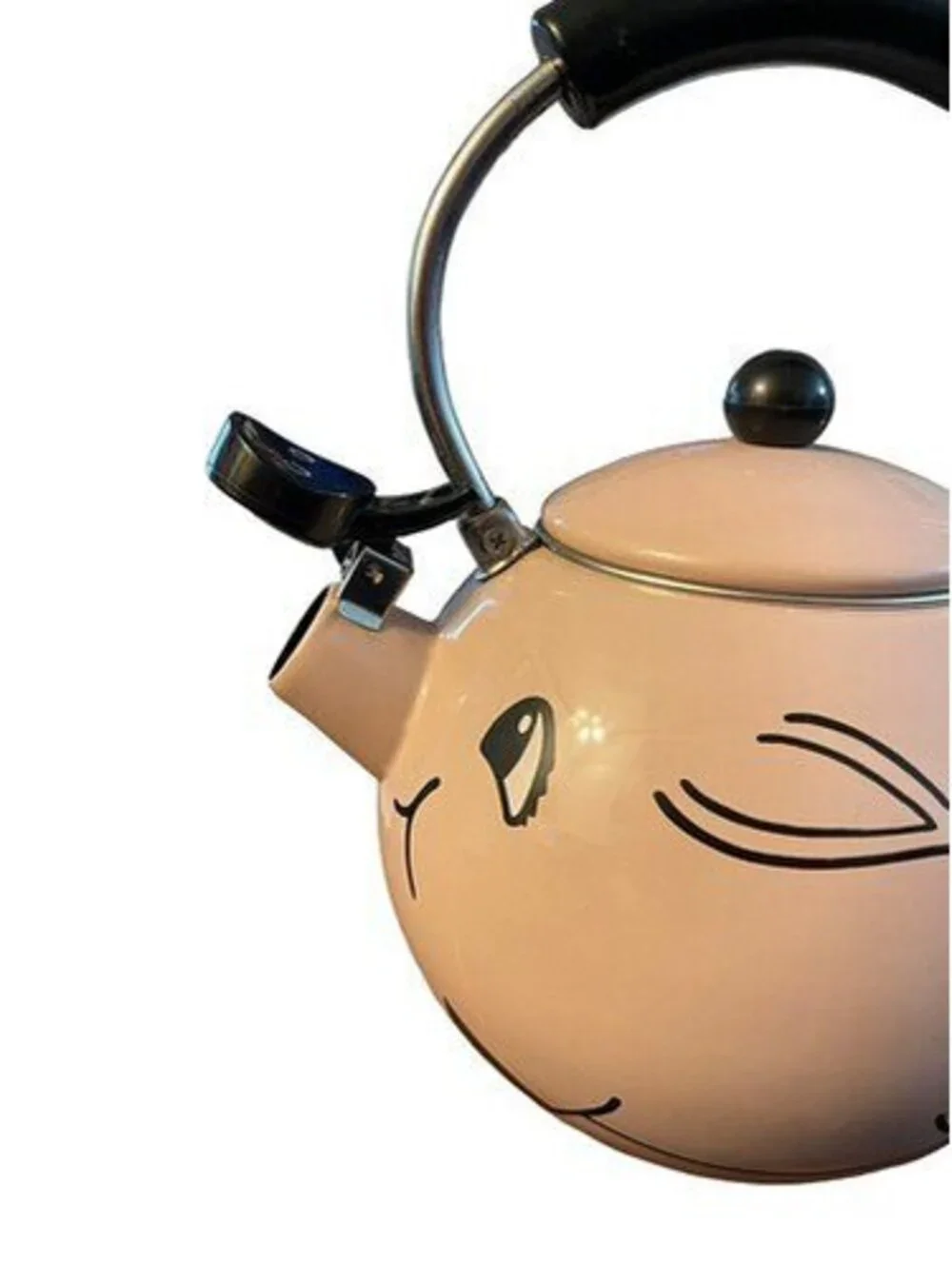Vintage Kamenstein Pink Pig Teapot Enamel Tail Whimsical Kitchen Decor Farm